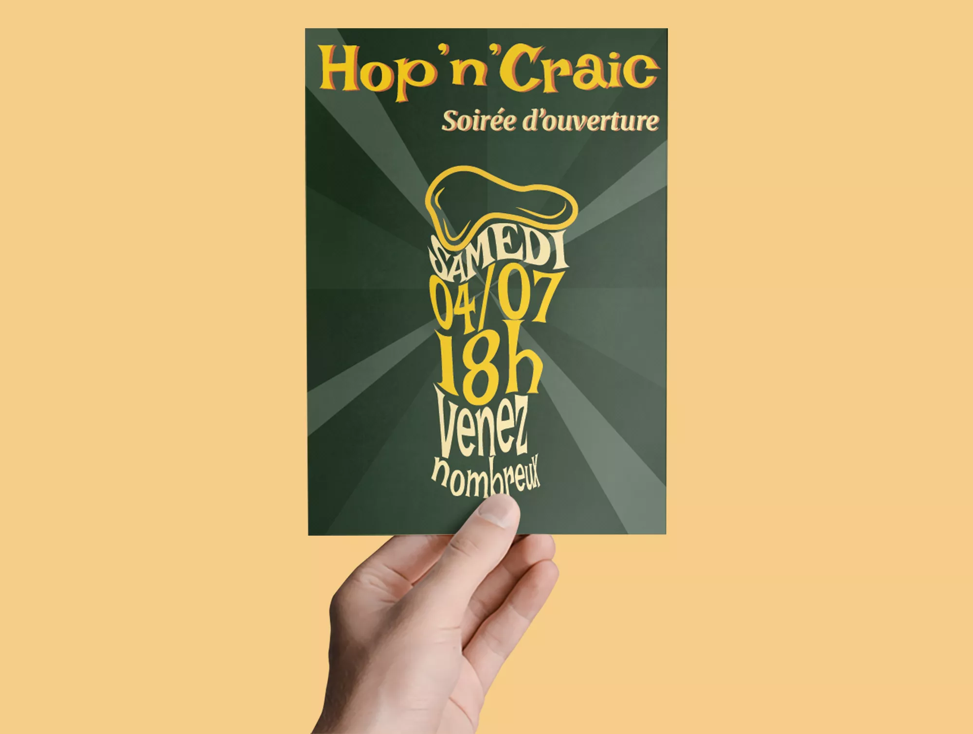 Mockup flyer Hop'n'Craic portfolio Francois THO