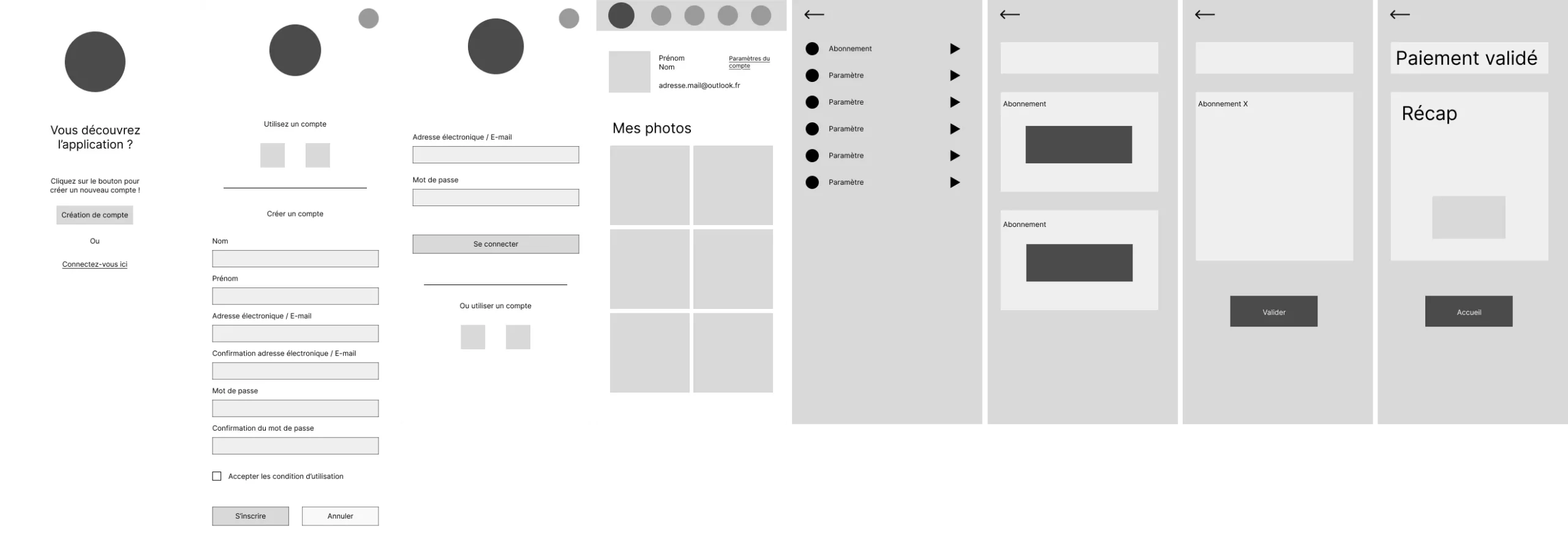 Wireframes BeHold Portfolio Francois THO